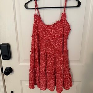 Lulu's Vibrant Red Floral Dress